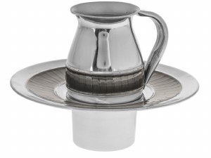 Picture of Stainless Steel Mayim Achronim Grey Enamel Stripe Design Accent